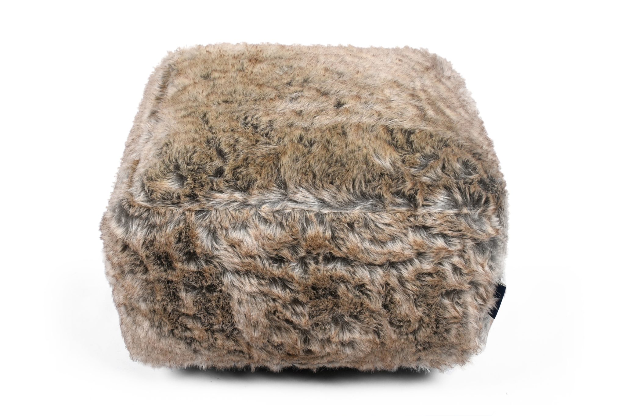 Charcoal Grey Plush Faux Fur Square Footstool Pouffe Bean Bag