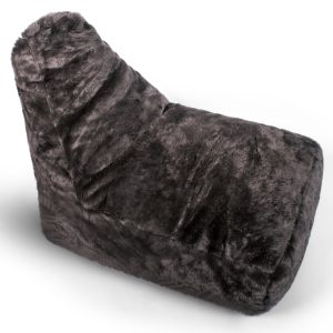 Large Charcoal Grey Plush Faux Fur Bean Bag Lounger