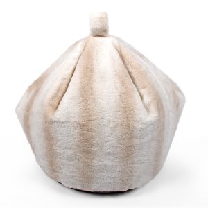 Cream Rabbit Striped Faux Fur Bean Bag Seat Chair 60cm