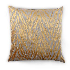 20" x 20" Gold Animal Stripes Chenille Cushion Cover
