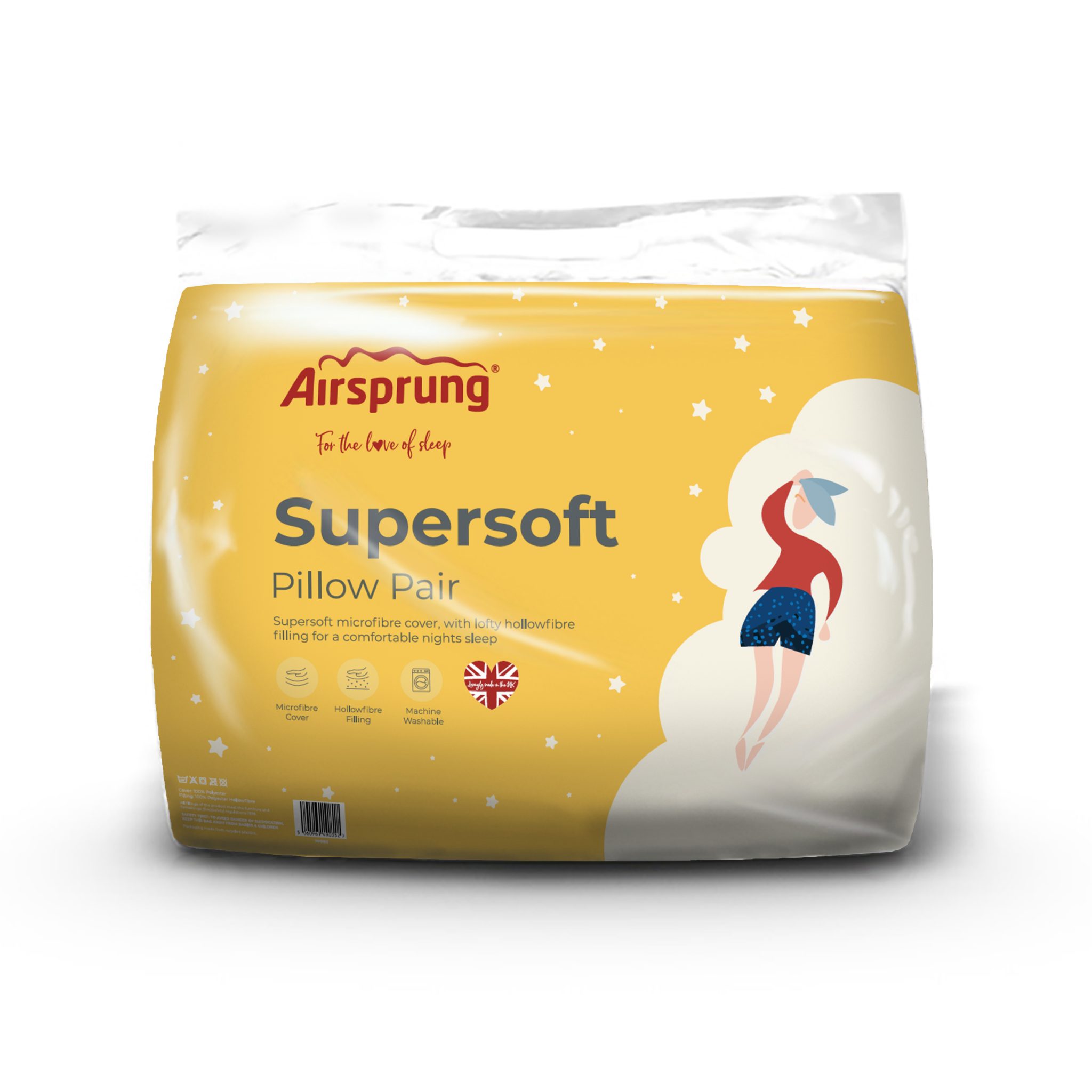 Airsprung Supersoft Pair Pillows Back Sleeper Soft Touch