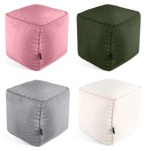 Teddy Boucle Square Cube Footstool Pouffe Bean Bag