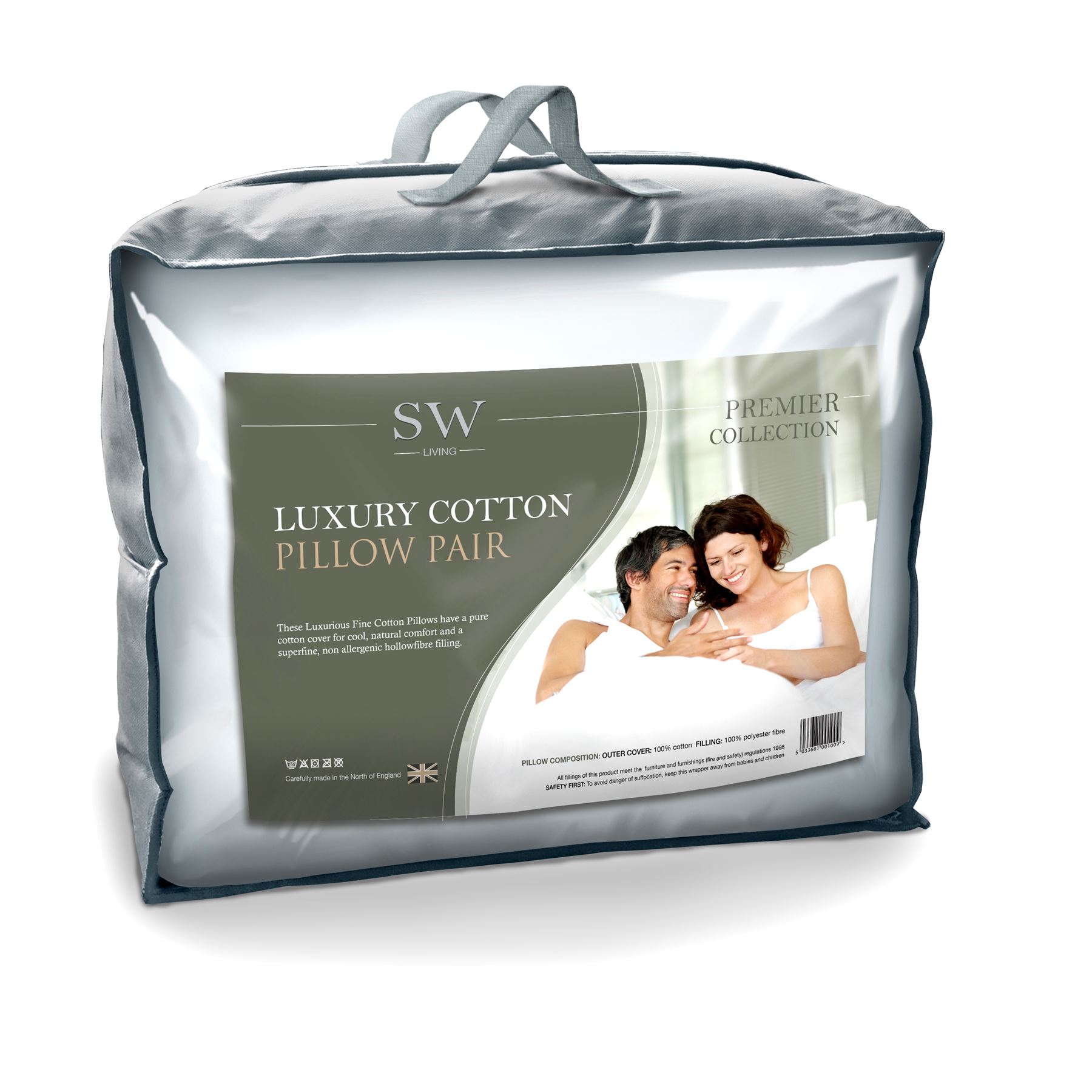 Luxury Fine Cotton Soft Hollowfibre Pair Pillows