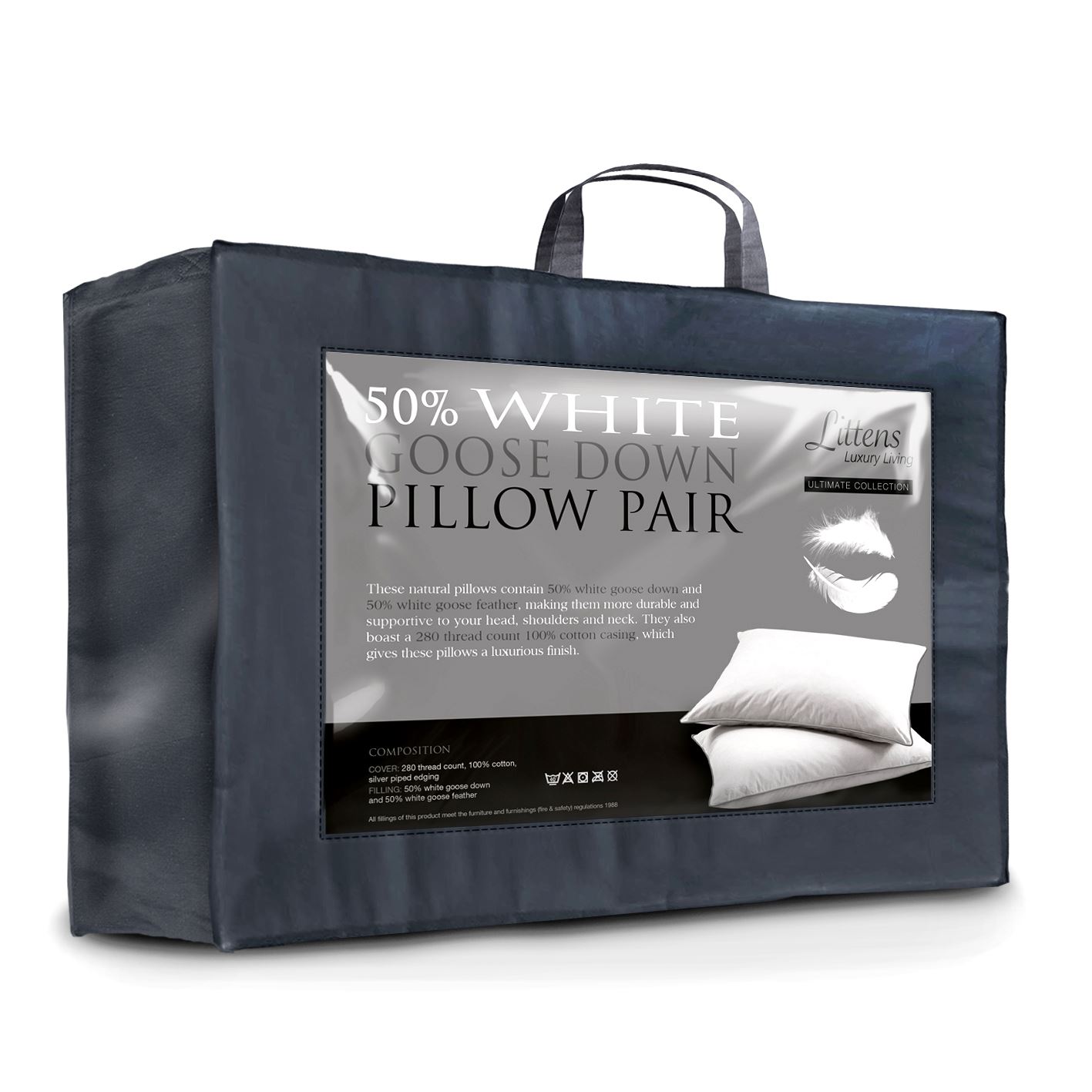 Ultimate 50% White Goose Down & Feather Pair Pillows