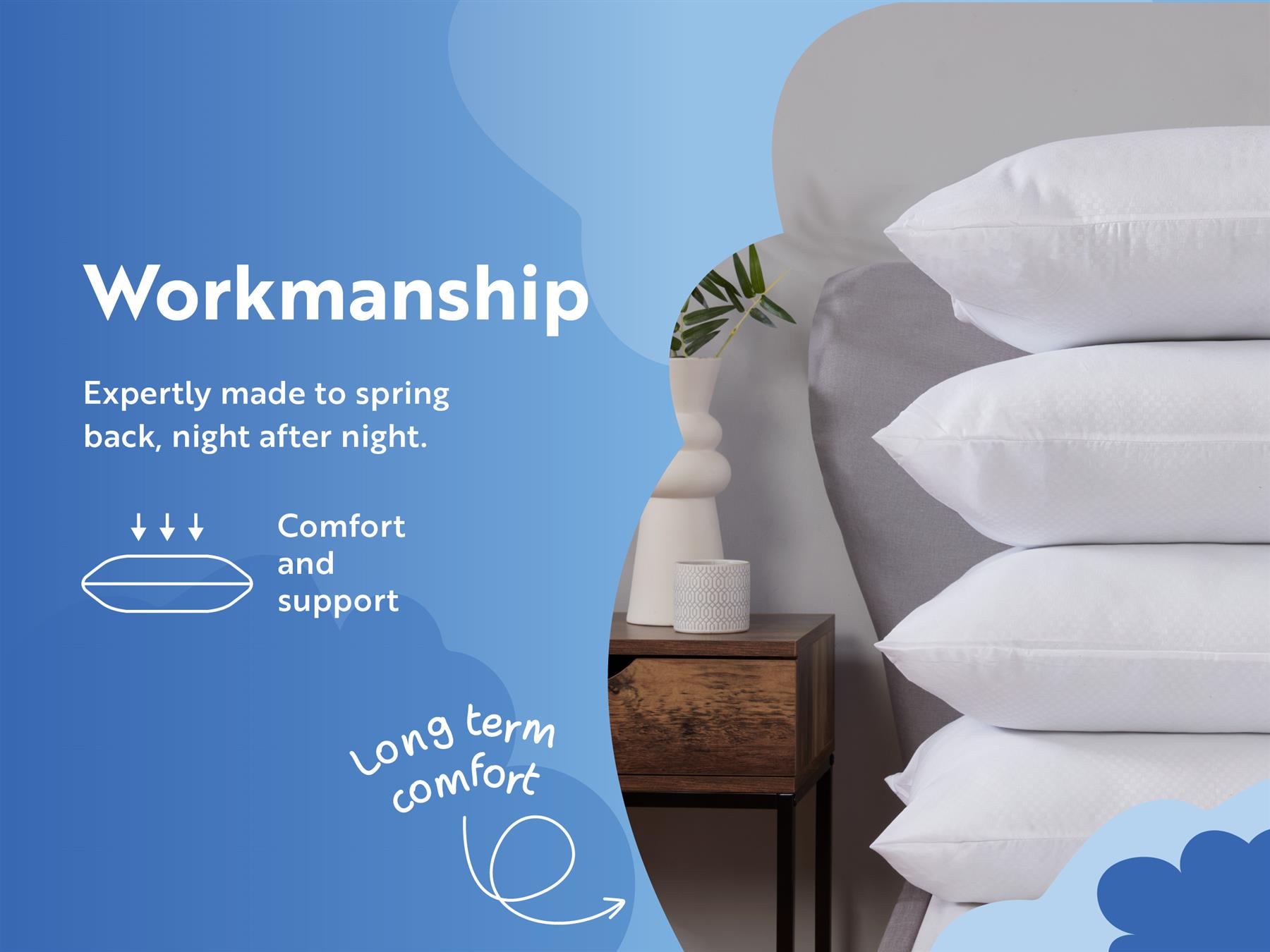 4 Pack Respond Bounce Back Hollowfibre Pillows