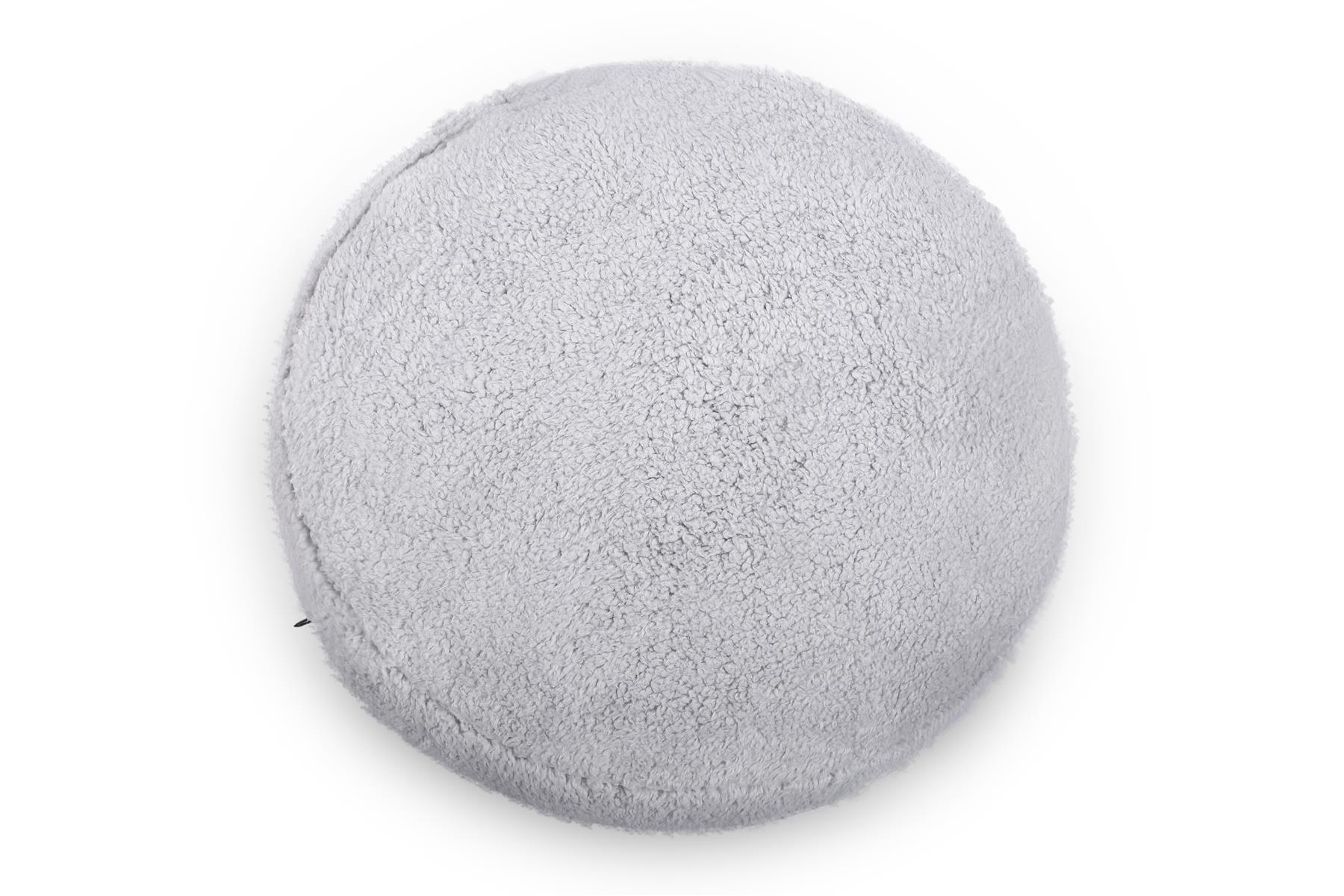 Silver Grey Teddy Fleece Round Footstool Pouffe Bean Bag