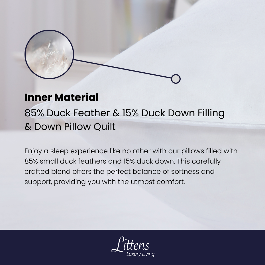 Extra Fill European Continental Duck Feather & Down Pillow 40cm x 80cm