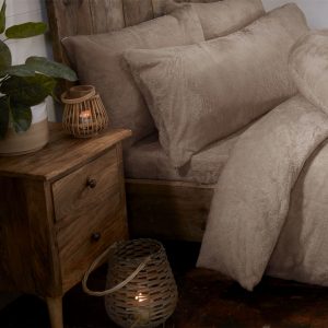 Mink Super King Size Teddy Fleece Pair Pillowcases 50cm x 90cm