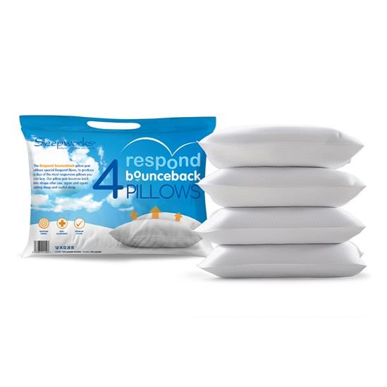 4 Pack Respond Bounce Back Hollowfibre Pillows