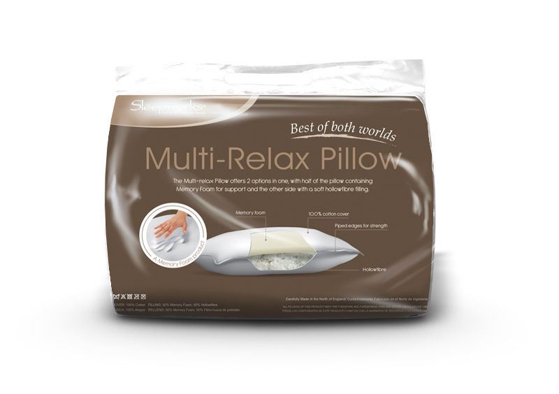 Multi Relax Dual Layer Memory Foam & Hollowfibre Reversible Pillow