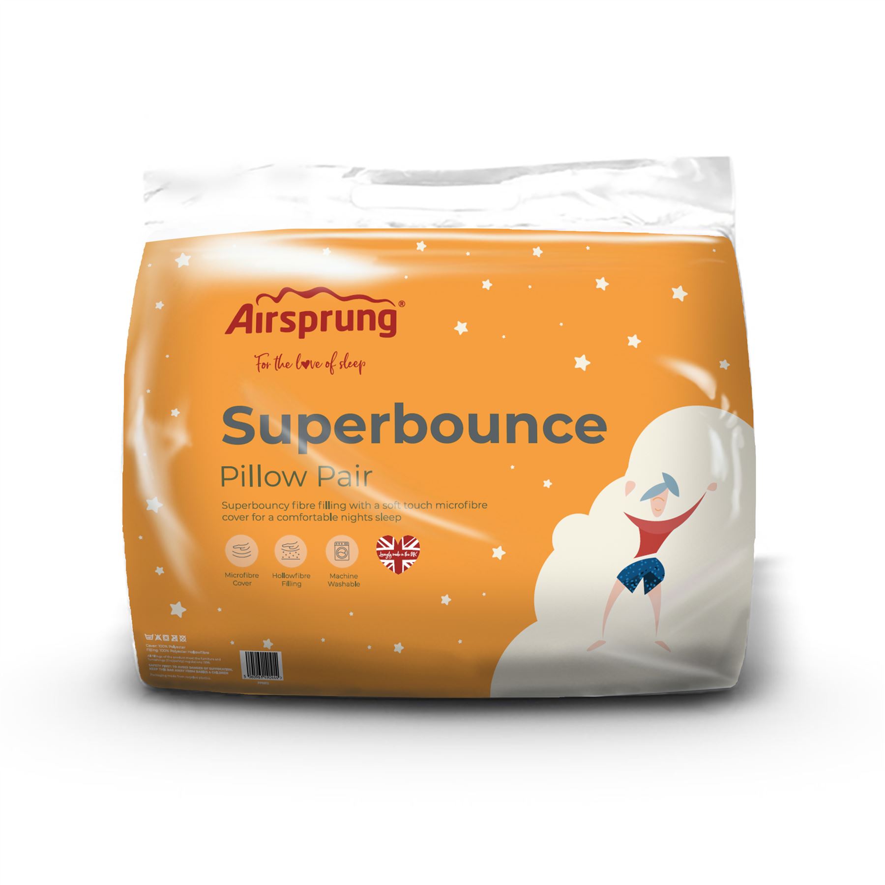 Airsprung Superbounce Pair Pillows Side Sleeper Soft Touch