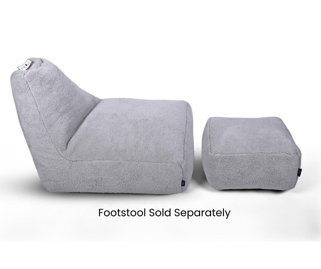 Large Silver Grey Teddy Fleece Bean Bag Lounger â Gaming Seat