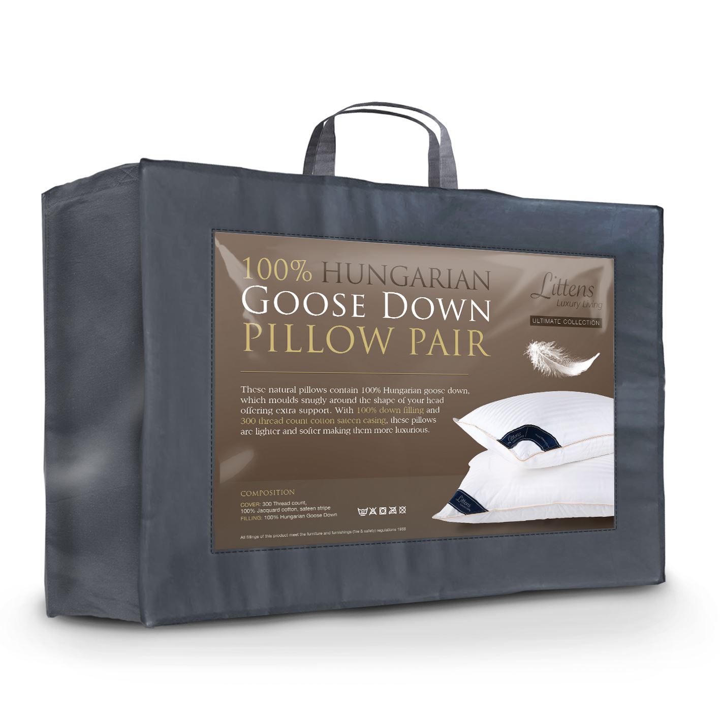 Pair Ultimate 100% Hungarian Goose Down Pillows