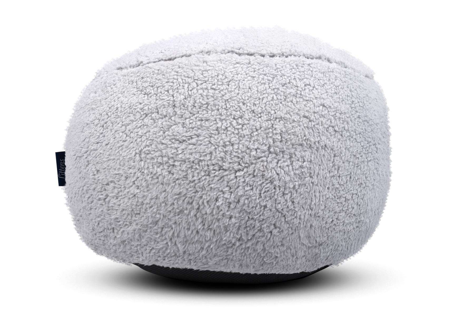 Silver Grey Teddy Fleece Round Footstool Pouffe Bean Bag