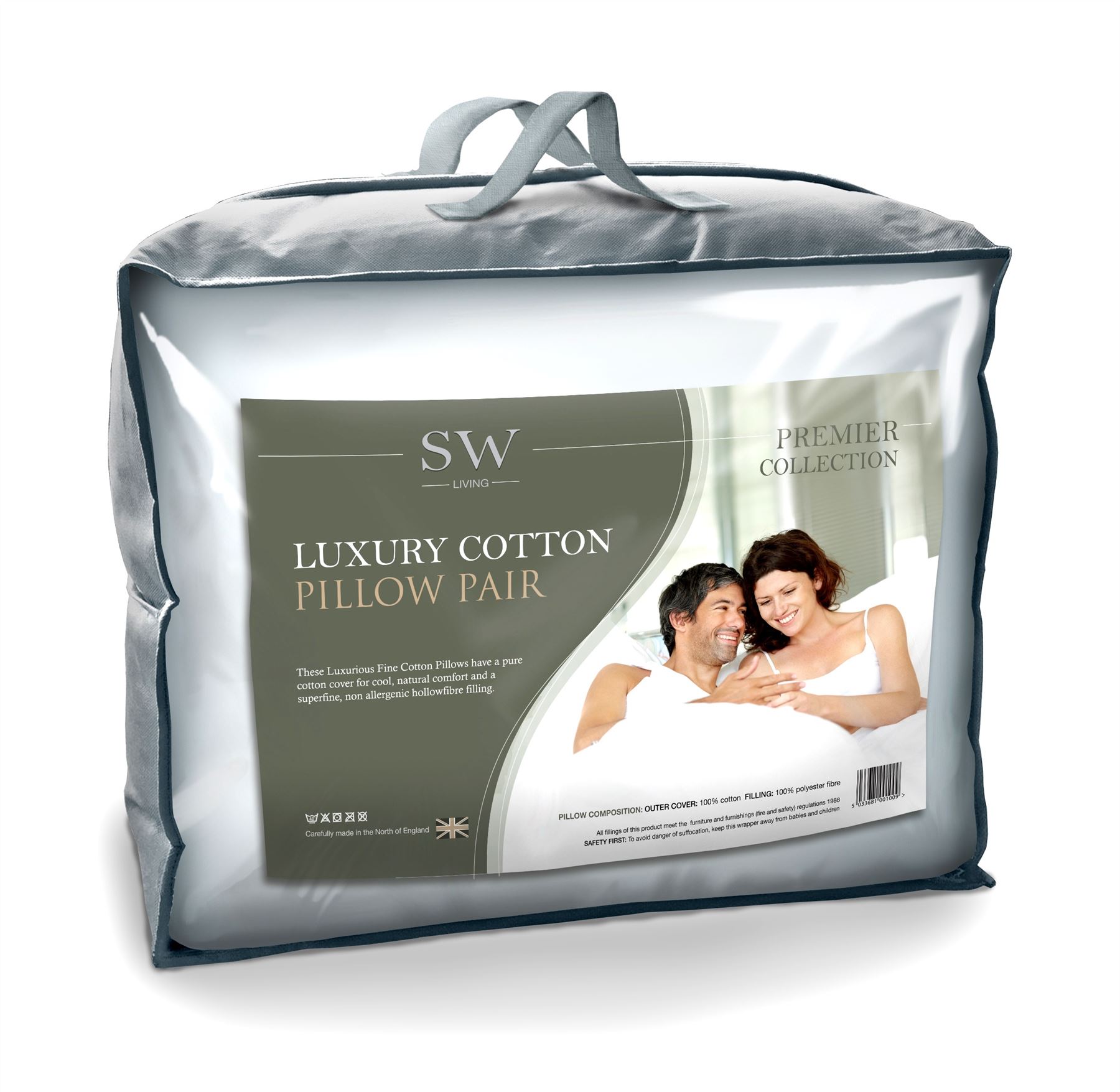 Luxury Fine Cotton Soft Hollowfibre Pair Pillows