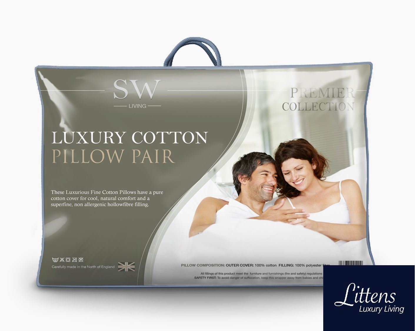 Luxury Fine Cotton Soft Hollowfibre Pair Pillows