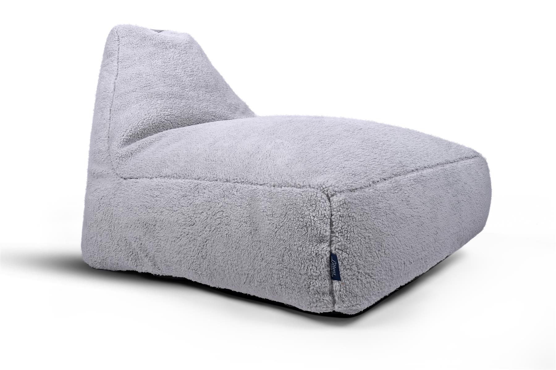 Large Silver Grey Teddy Fleece Bean Bag Lounger â Gaming Seat
