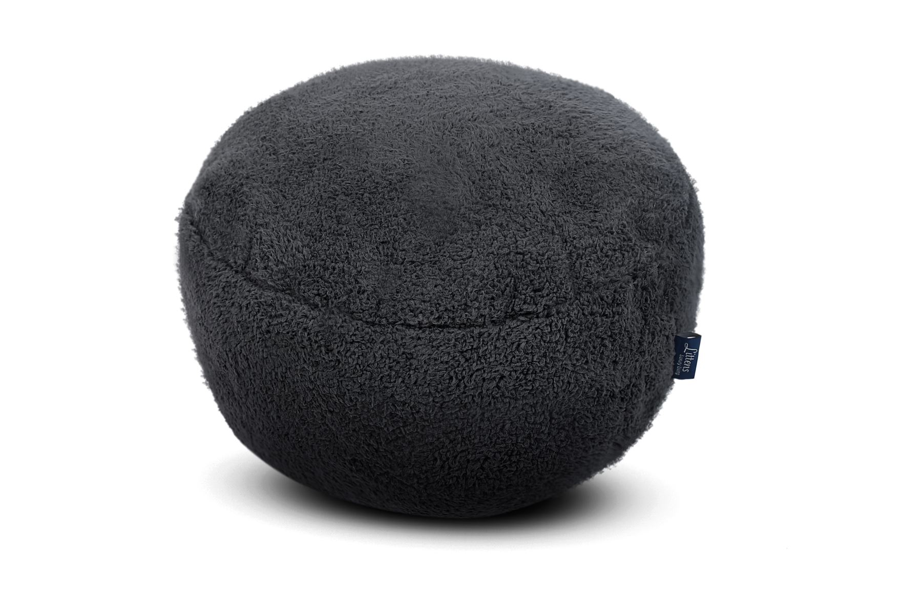 Charcoal Grey Teddy Fleece Round Footstool Pouffe Bean Bag