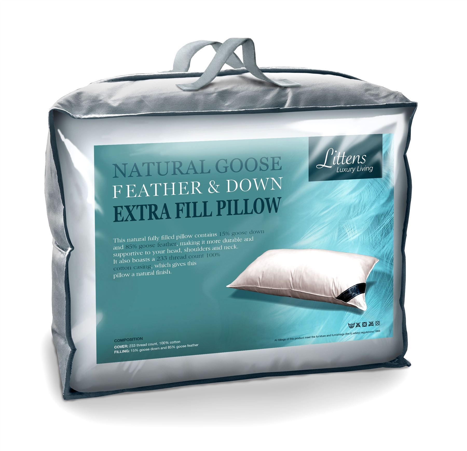 Extra Filled Standard Size Goose Feather & Down Pillow
