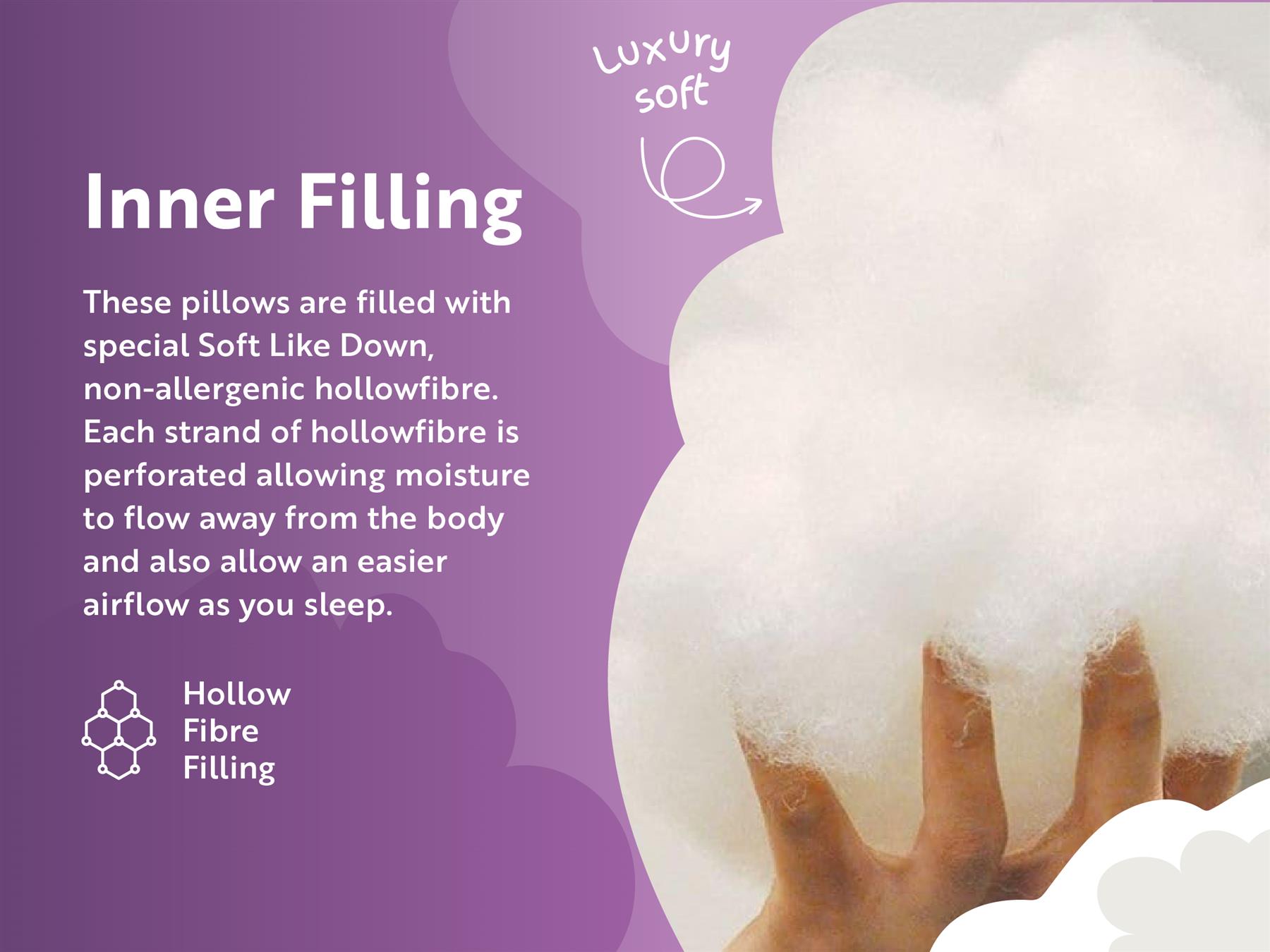4 Pack Soft Like Down Hollowfibre, Soft Touch Pillows