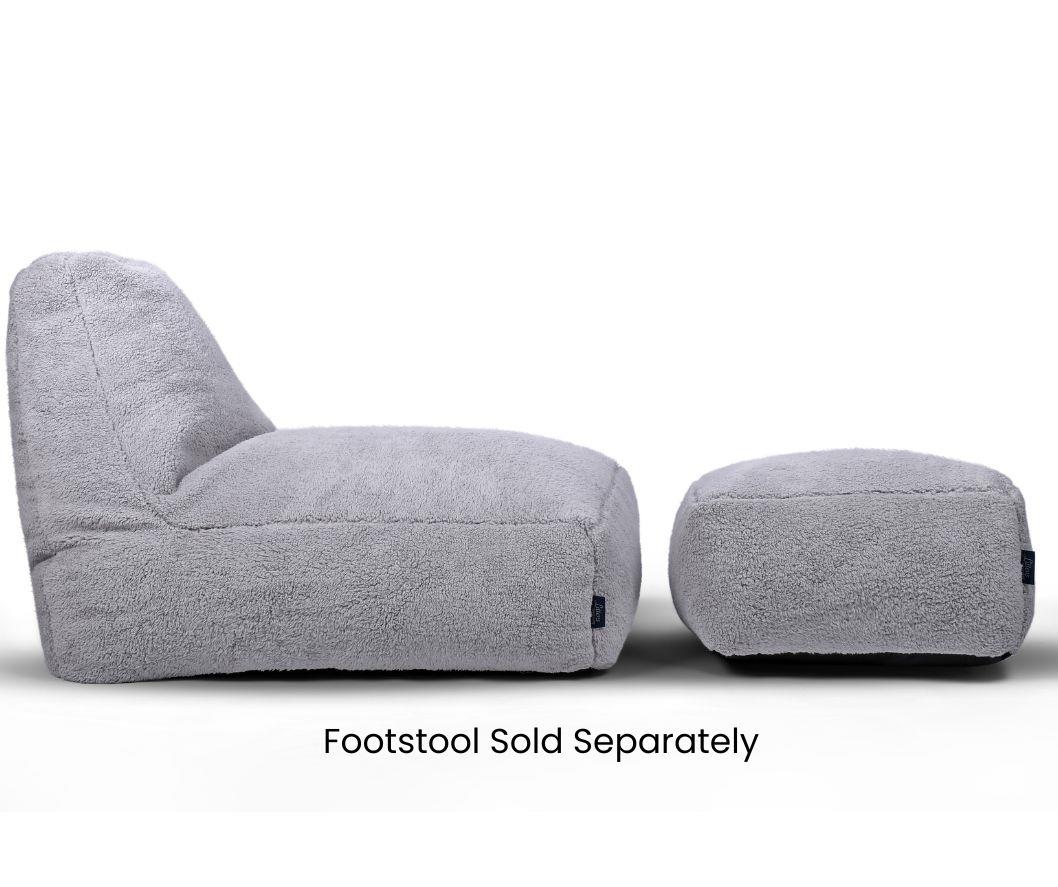 Large Silver Grey Teddy Fleece Bean Bag Lounger â Gaming Seat