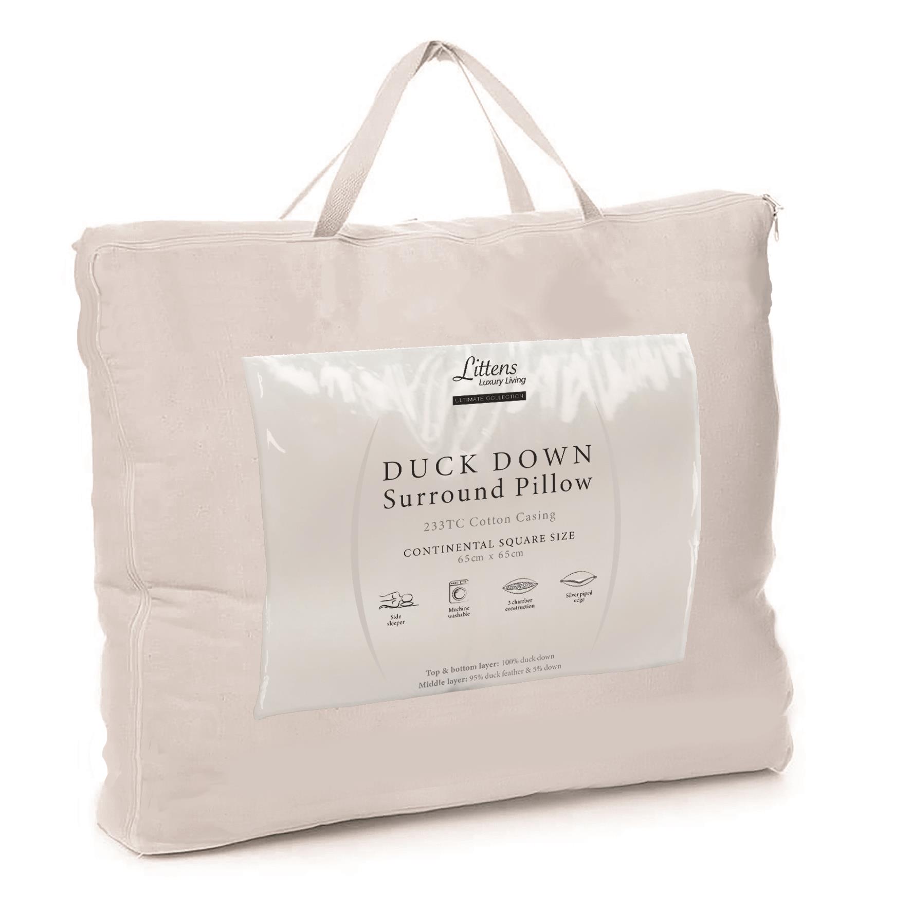Continental Square Duck Down Surround Pillow 65cm x 65cm
