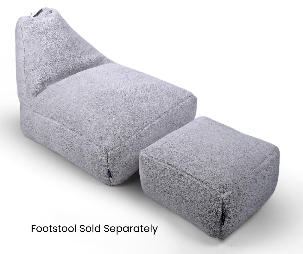Large Silver Grey Teddy Fleece Bean Bag Lounger â Gaming Seat