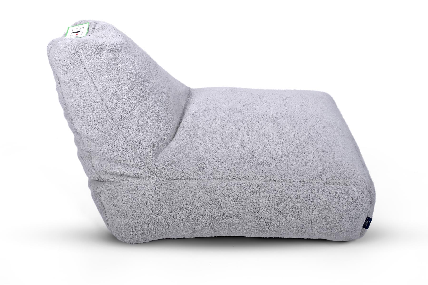 Large Silver Grey Teddy Fleece Bean Bag Lounger â Gaming Seat