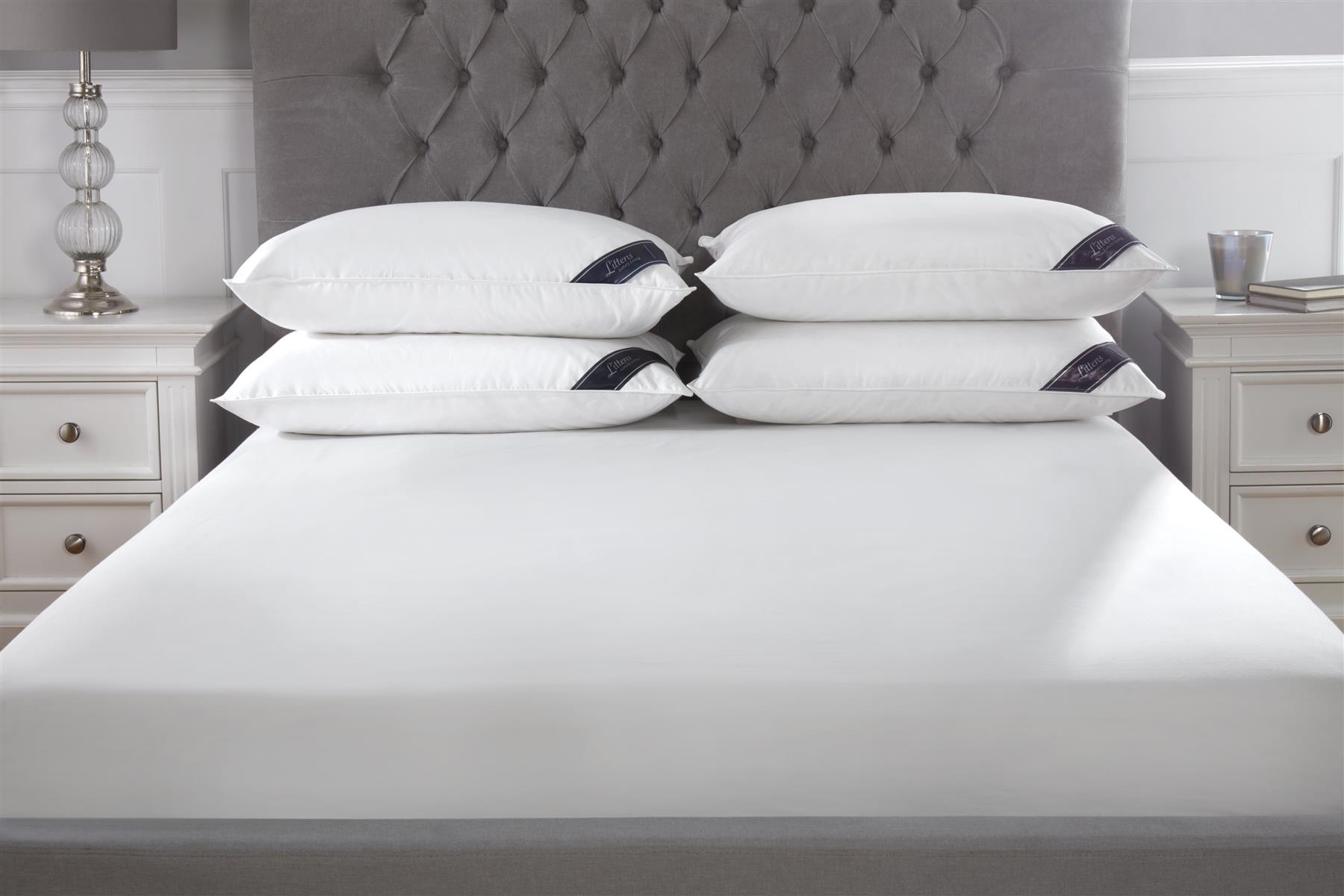 4 Goose Feather & Down Pillows, Cotton Casing